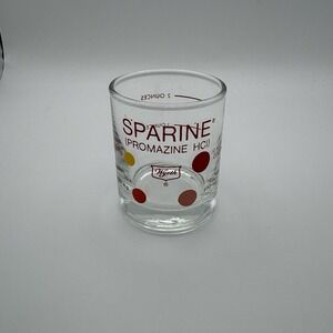 Vintage Sparine Dosing Shot Glass Measuring Cup Red Dots 2 oz